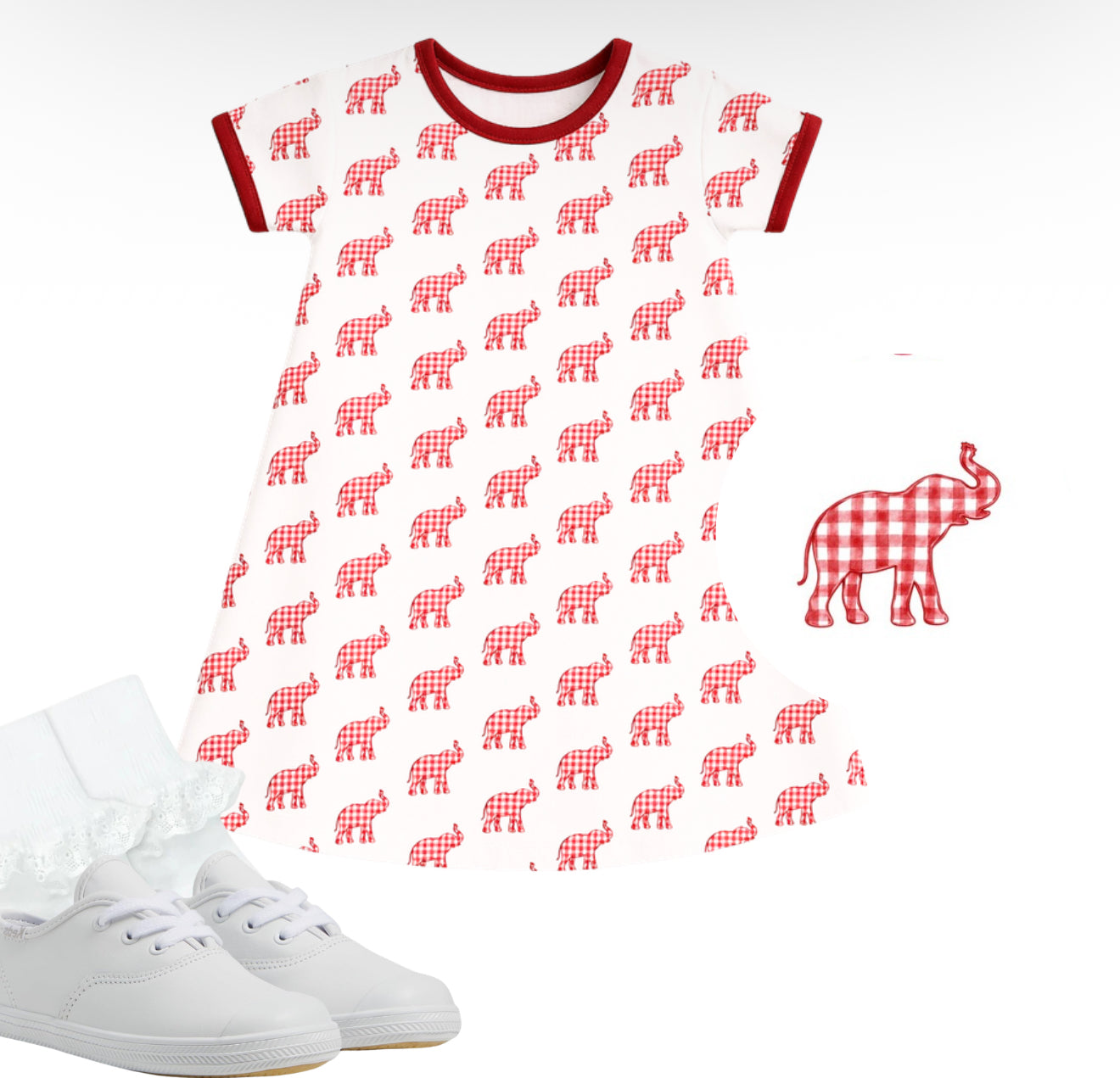 Elephant knit cotton dress