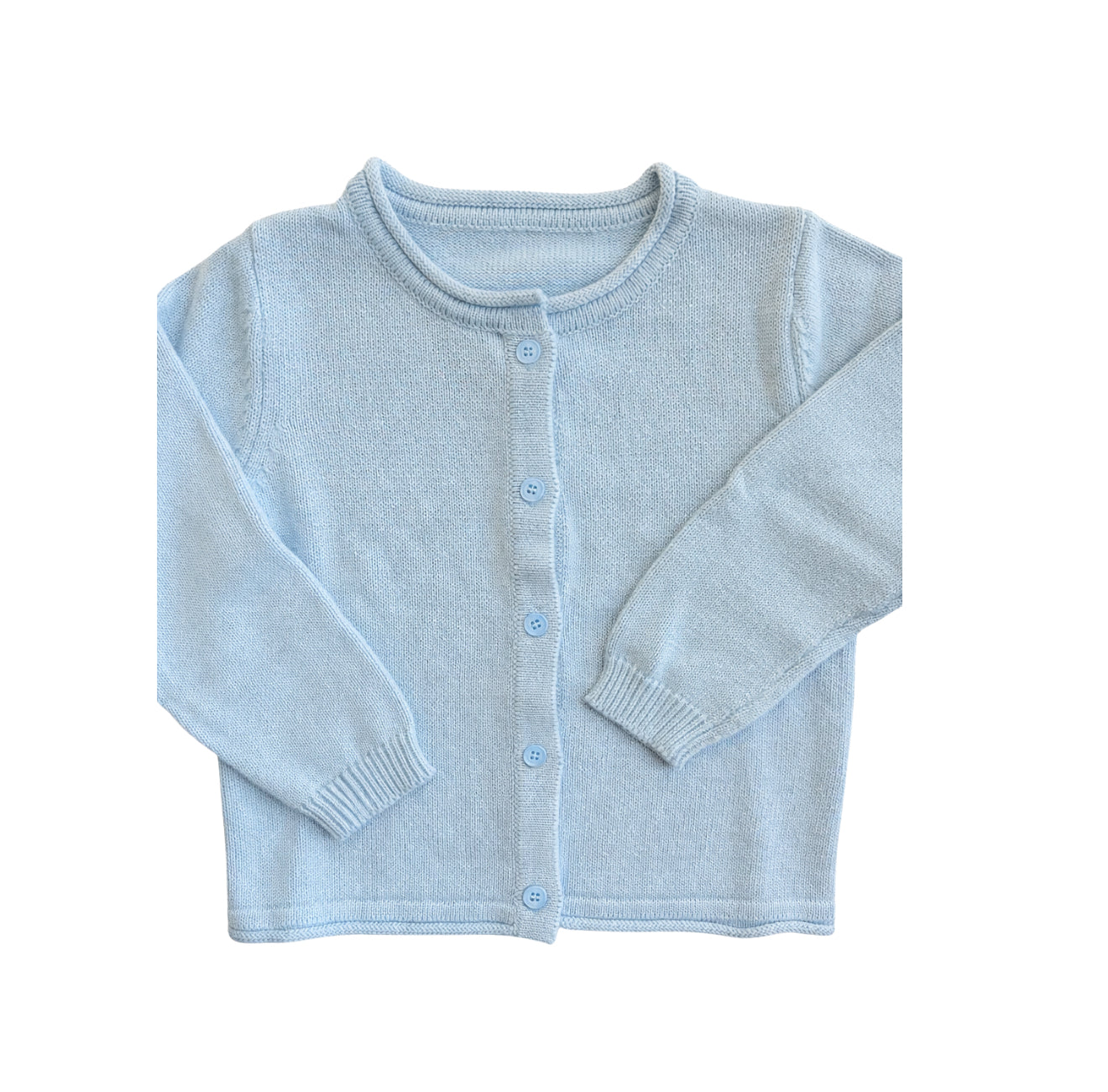 Blue roll neck cardigan sweater