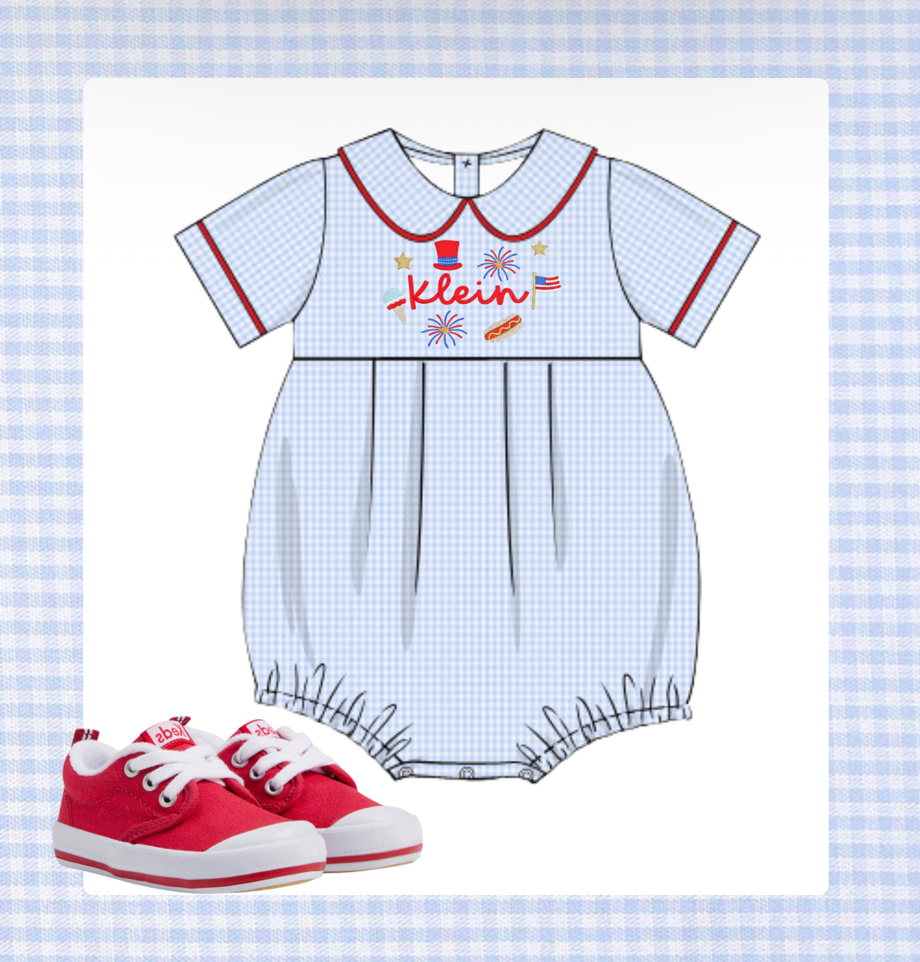 Light blue gingham bubble