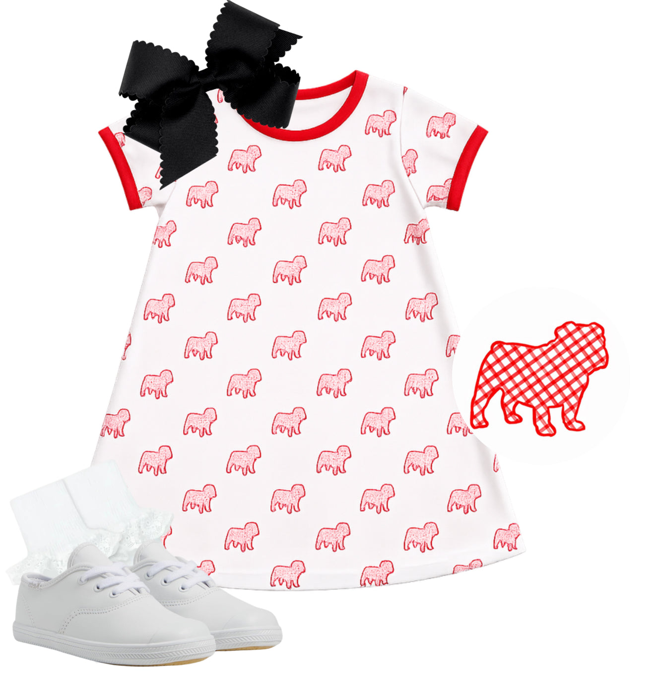 Red dog knit cotton dress