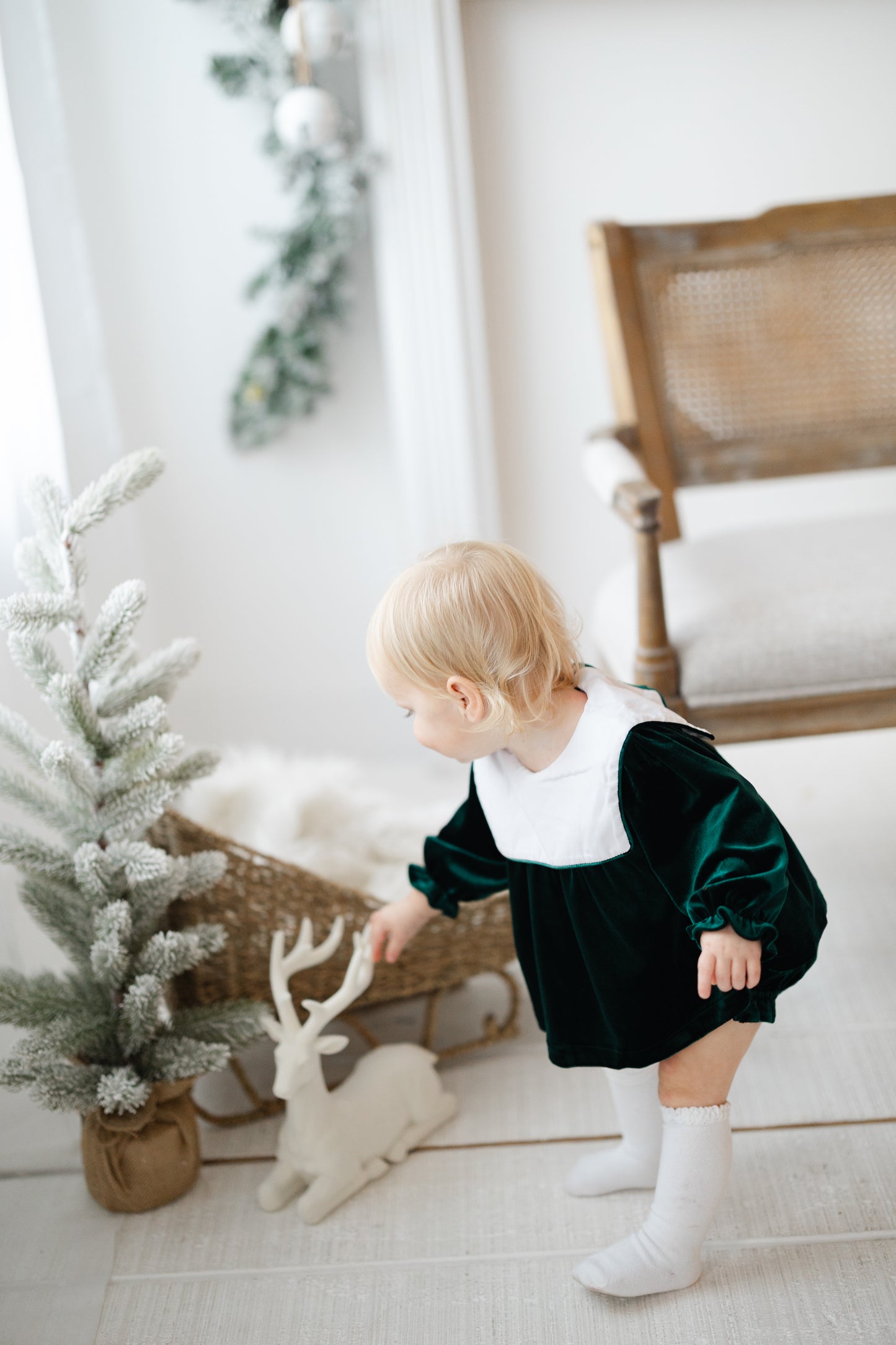 Green velvet diaper set