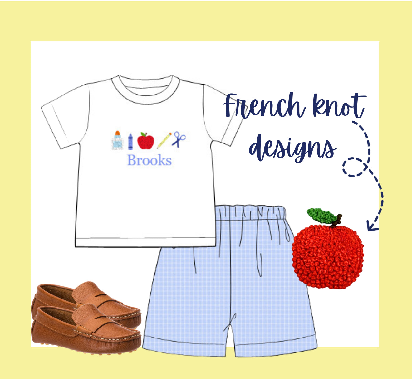 Boys back to school french knot short set