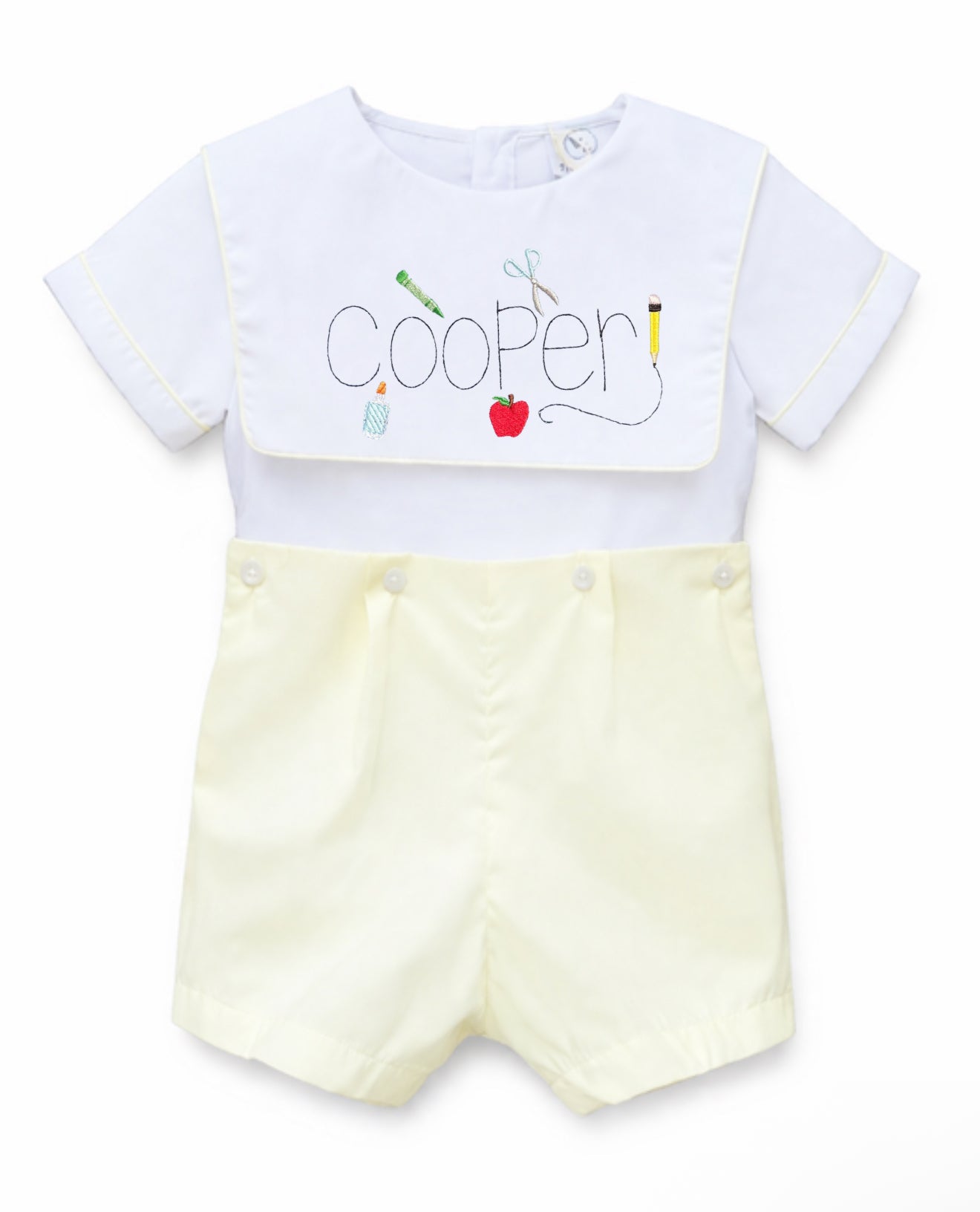 Boys bib pale yellow short set