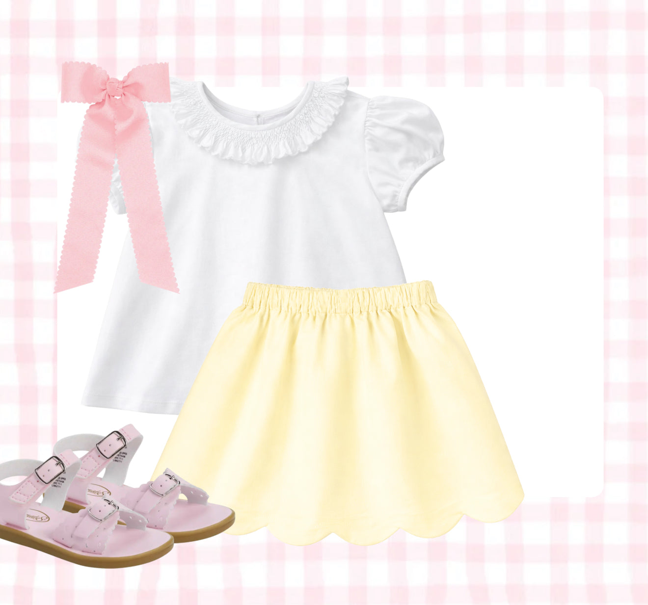 Girls smocked top and skirt set