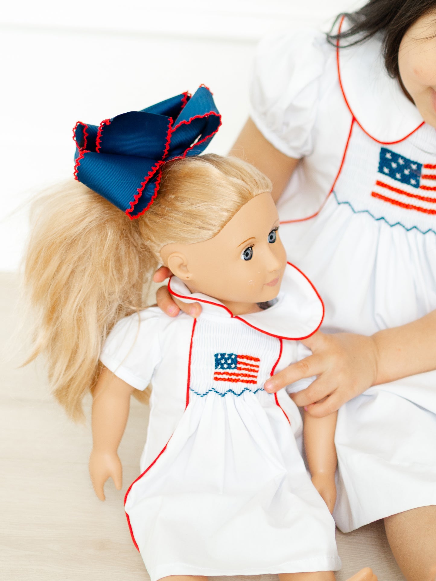 Doll smocked flag dress