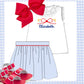 Blue gingham smocked skirt set