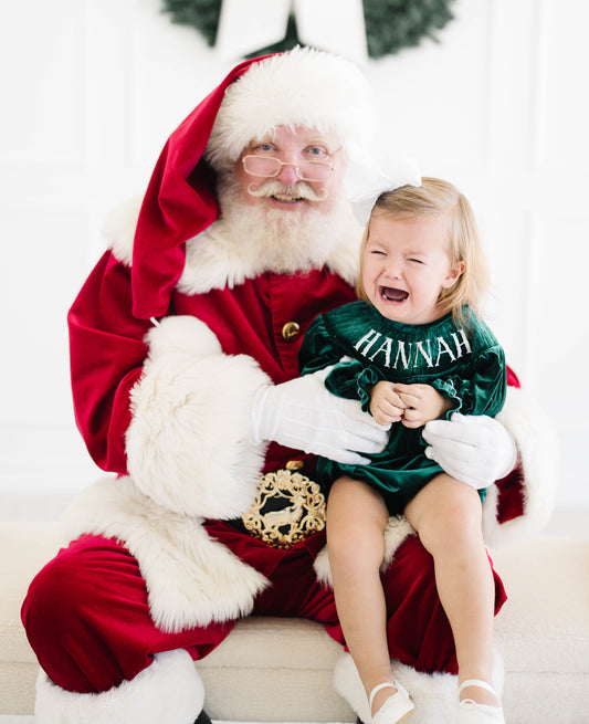 Green velvet smocked bubble