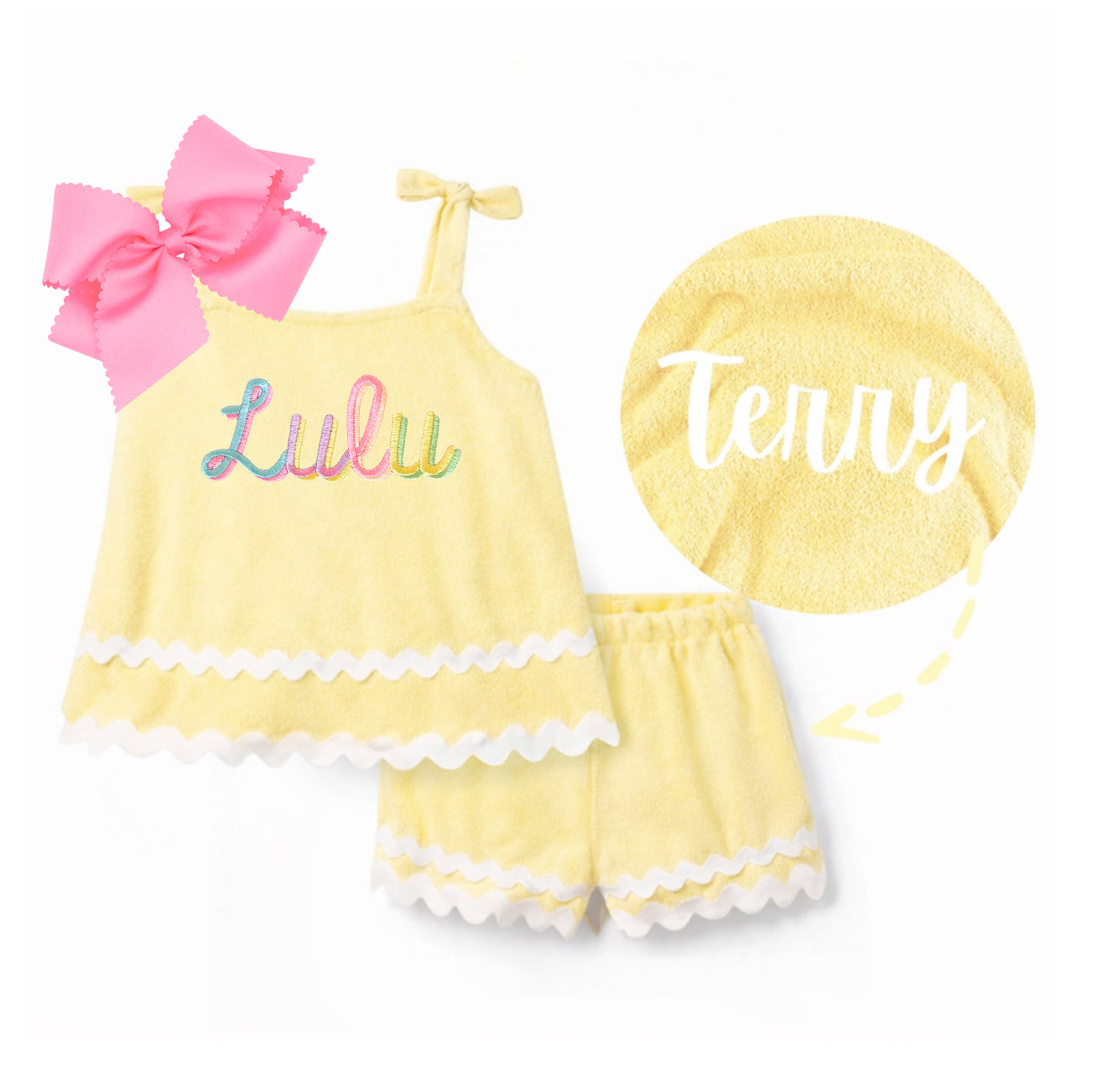 Yellow Terry Ric Rac set