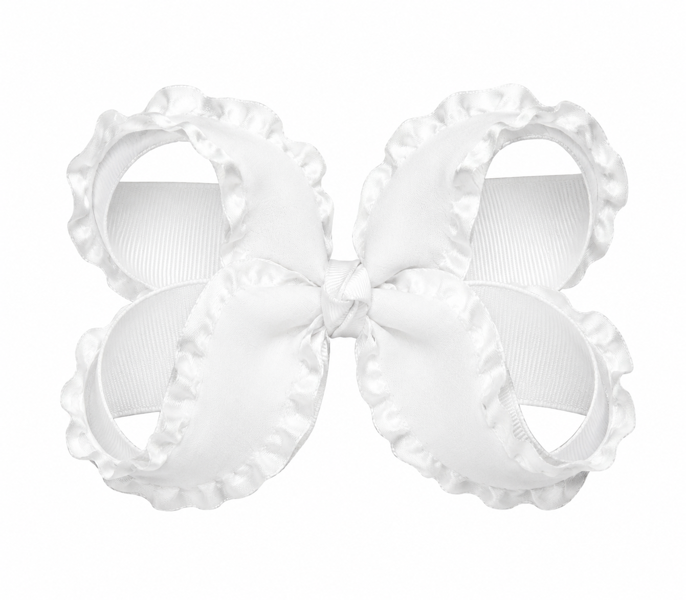 Double white 6” ruffle bow