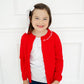 Red cardigan
