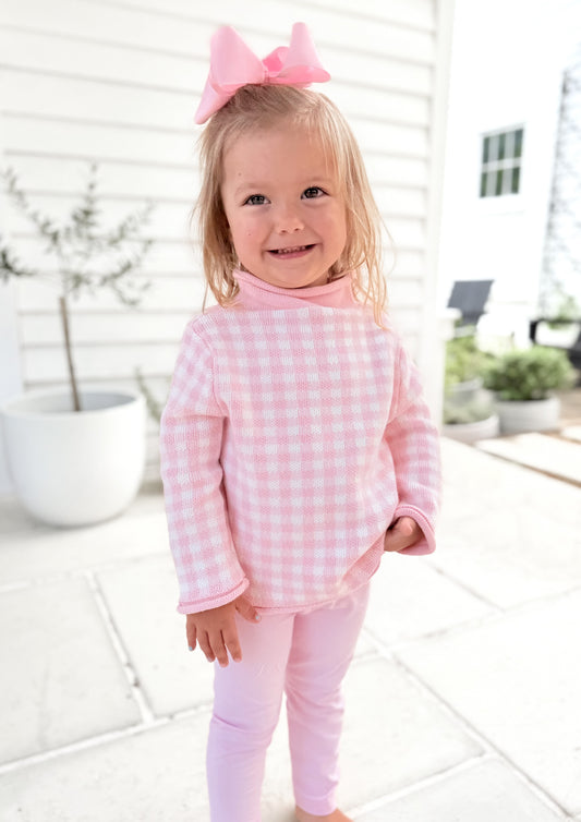 Pink Gingham Sweater