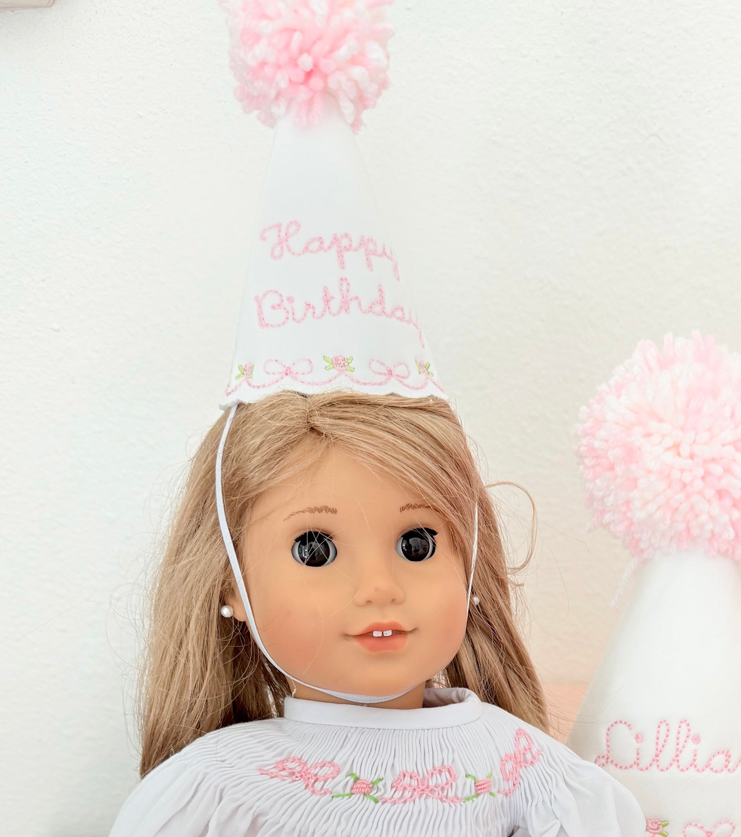 Flowers and bows custom DOLL birthday hat