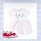 Red, white, and blue Swiss Dot short set
