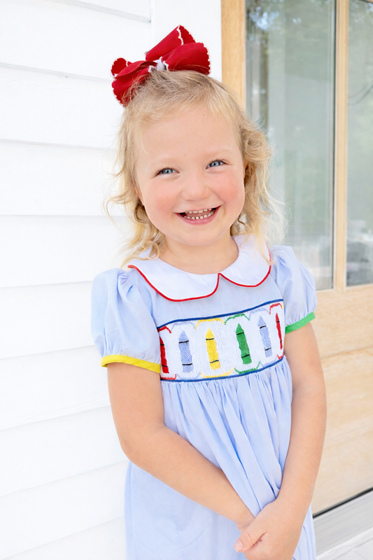 Hand smocked crayons dress