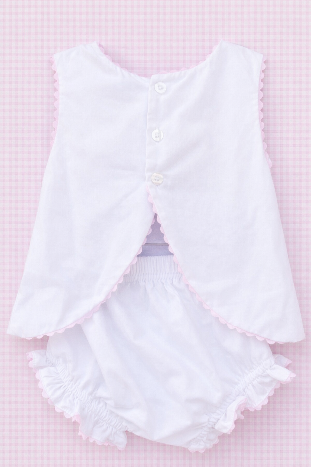 White woven Ric Rac diaper set