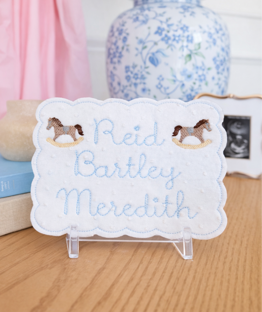 Rocking horse name announcement banner