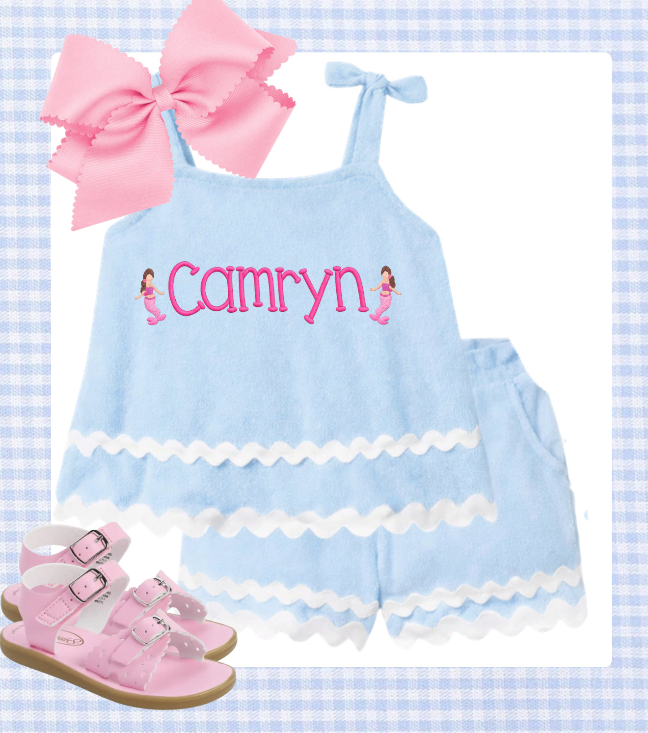 Blue Terry Ric Rac set