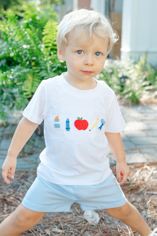 Boys back to school french knot short set