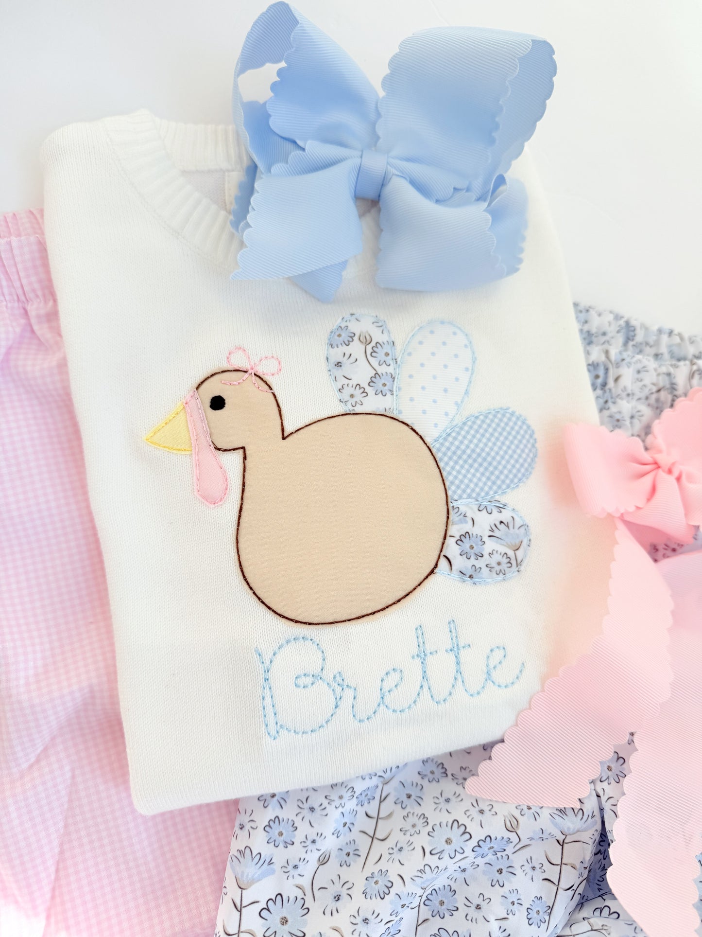 Girls turkey applique sweater