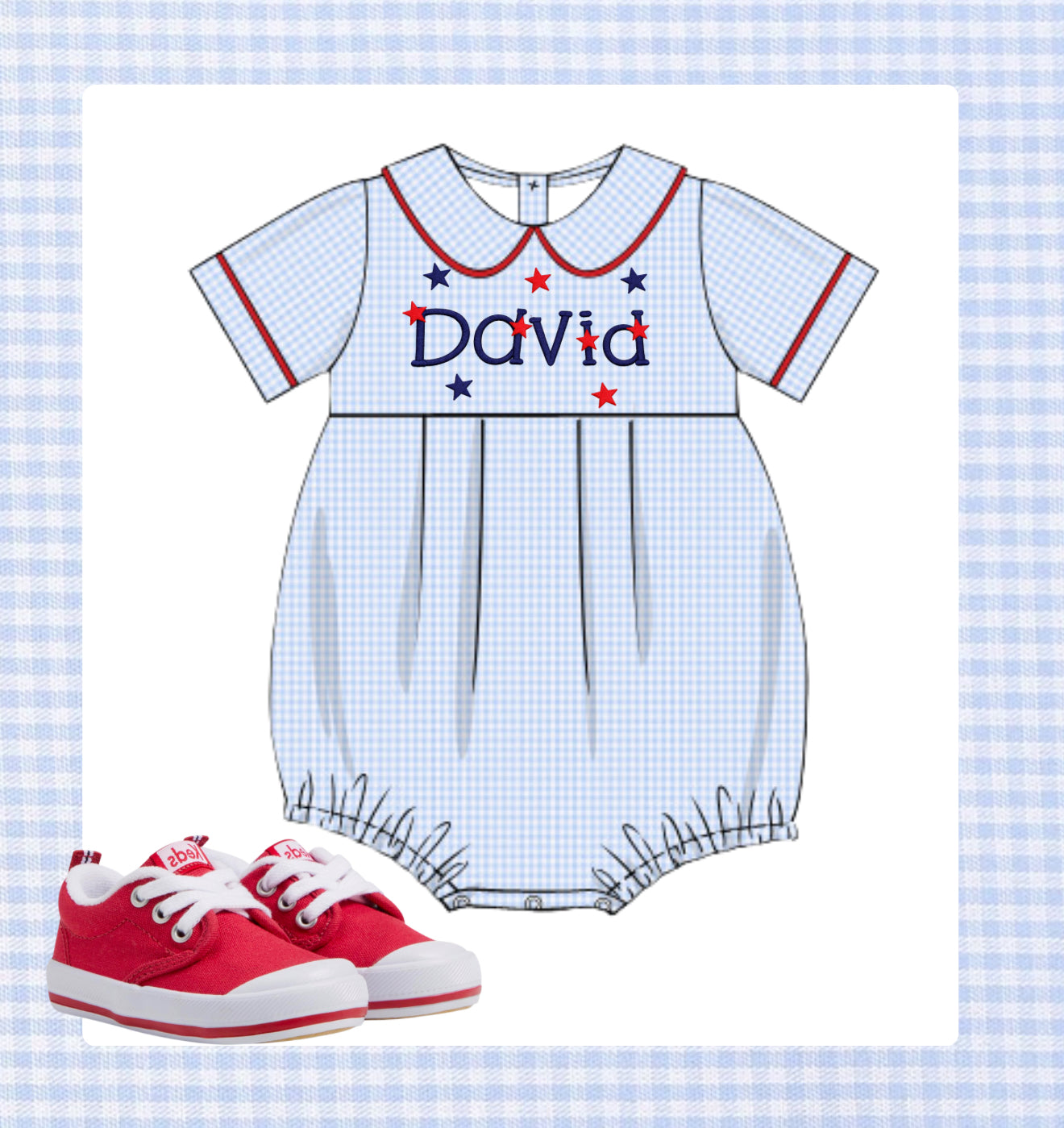 Light blue gingham bubble