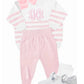 Pink and white organic cotton knit set