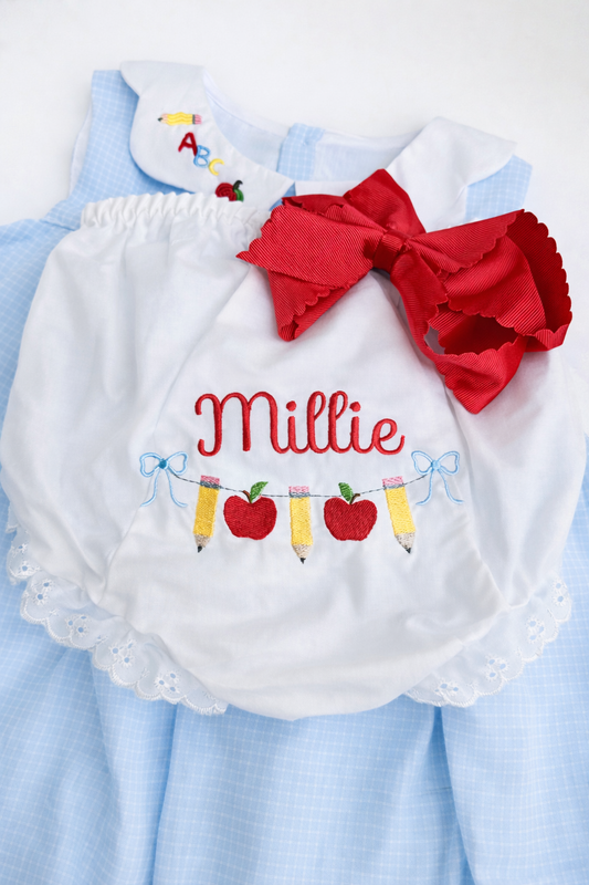 Custom back to school monogram bloomers