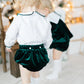 Green velvet boys monogram bubble