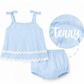 Blue Terry Ric Rac bloomer set