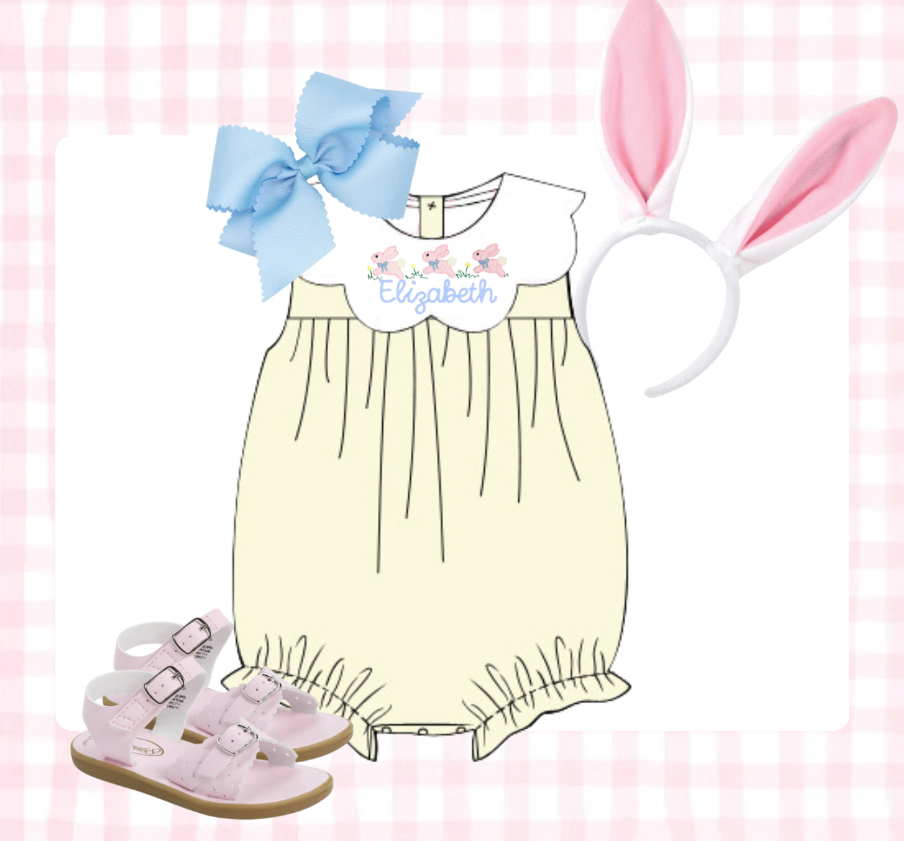 Girls pale yellow scallop collar bubble