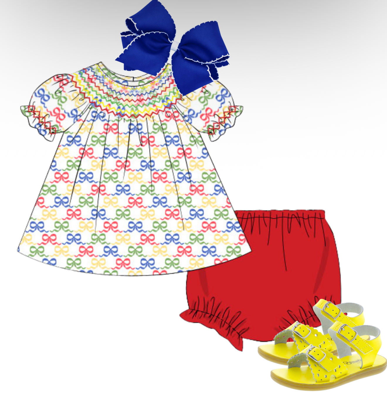 Girls Bow school Diaper Set