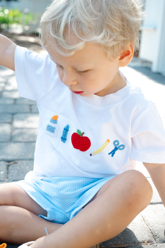 Boys back to school french knot short set