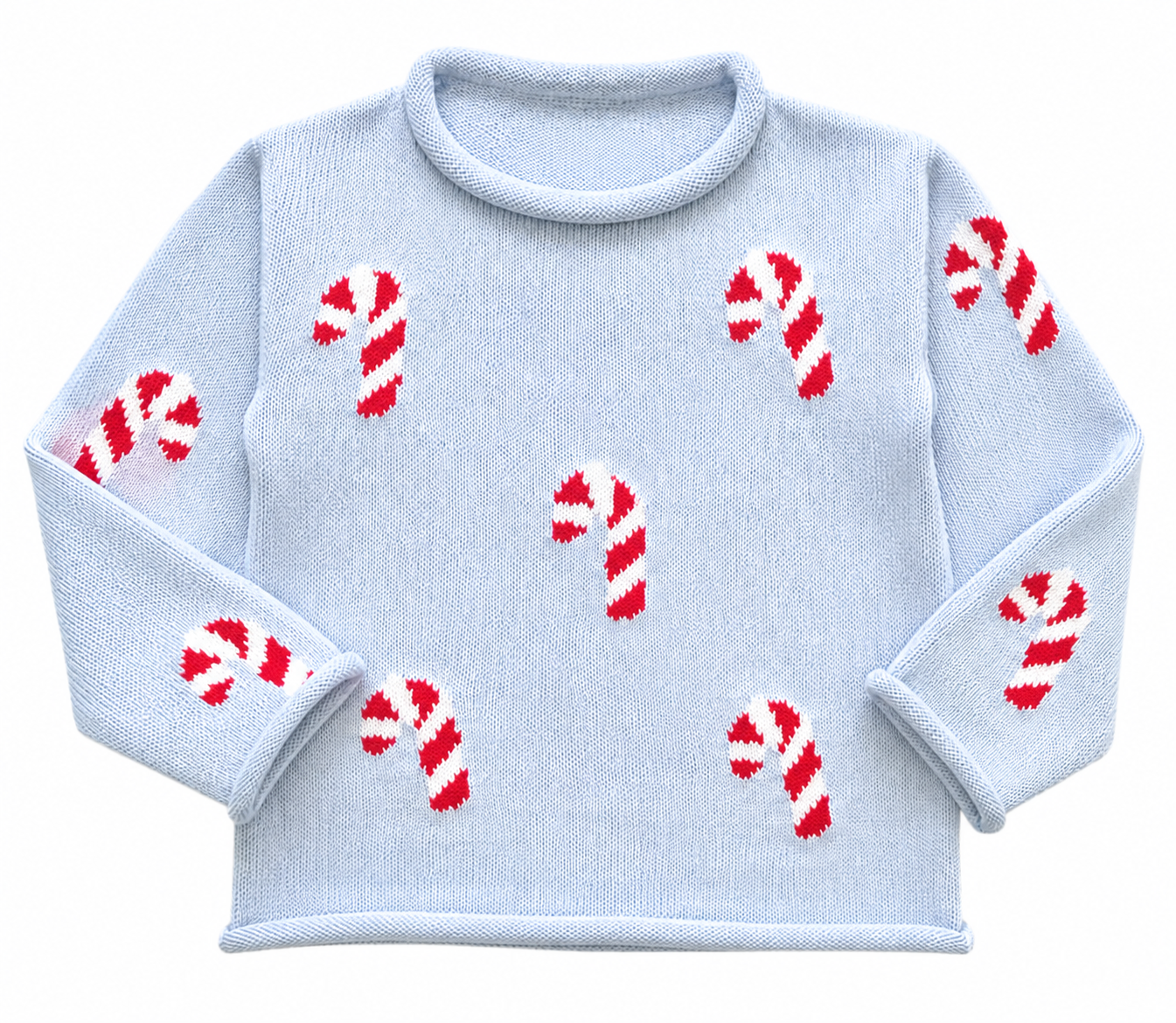 Candy canes roll neck sweater