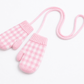 Pink gingham mittens