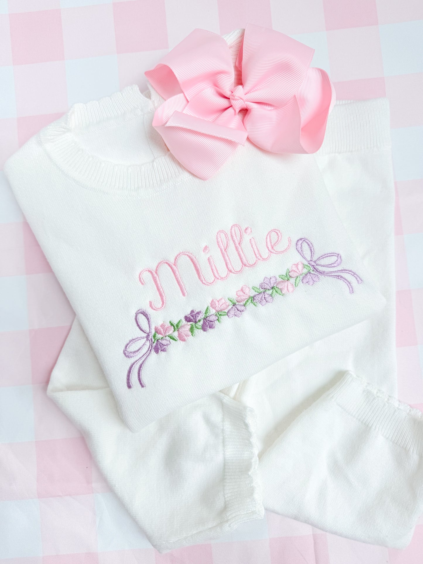 White scallop sweater set