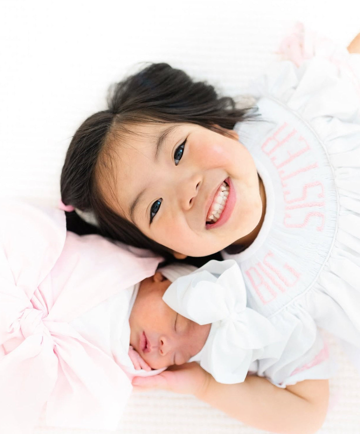 Pink big sister hand smocked dress