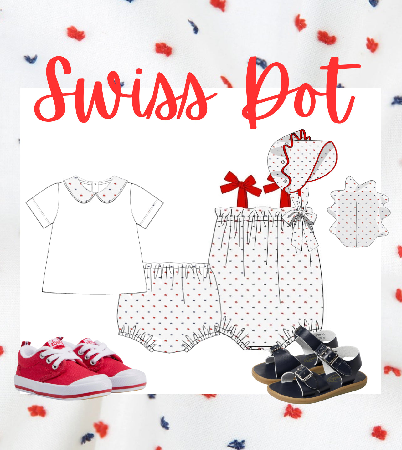 Red, white, and blue Swiss Dot Bonnet