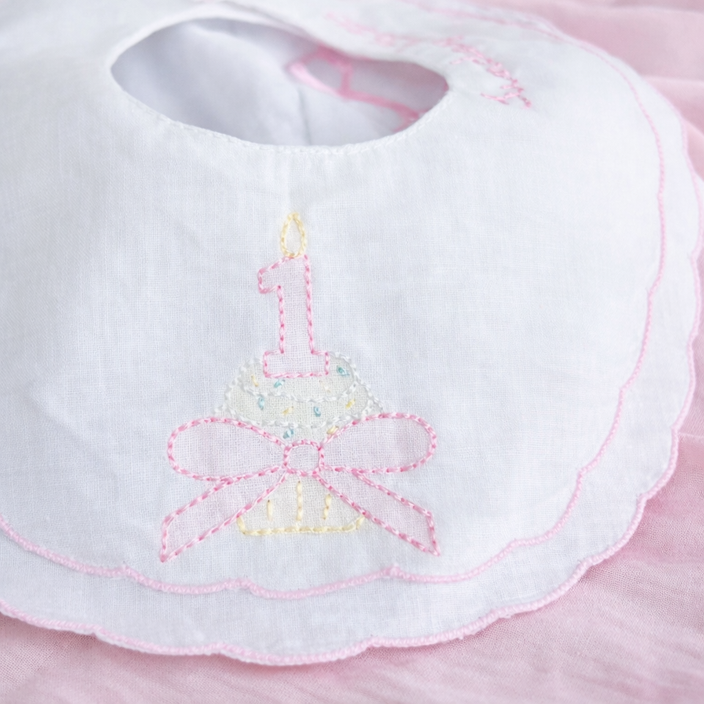 Heirloom First Birthday bib