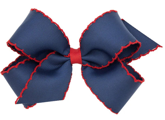 Navy and red stitch 6” classic bow