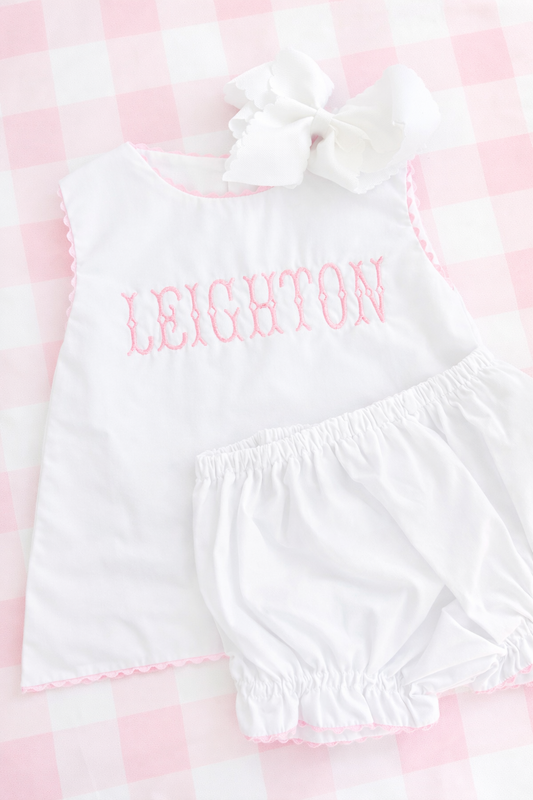 White woven Ric Rac diaper set