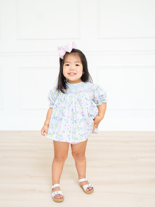 Flower smock diaper set