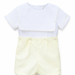 Boys bib pale yellow short set