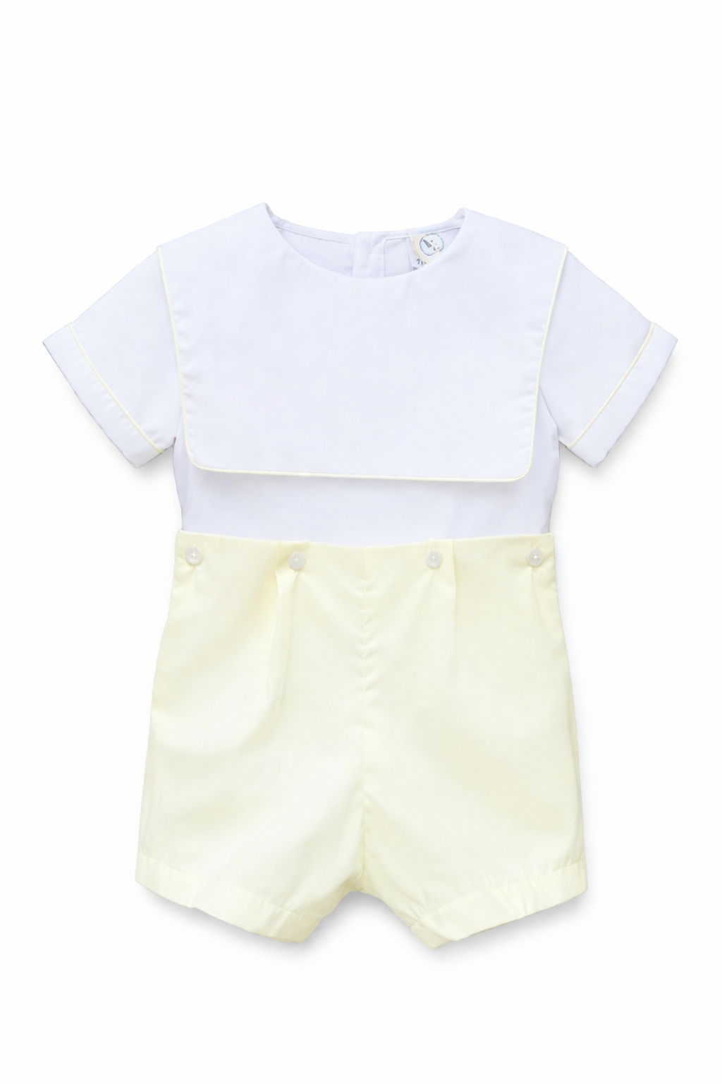 Boys bib pale yellow short set