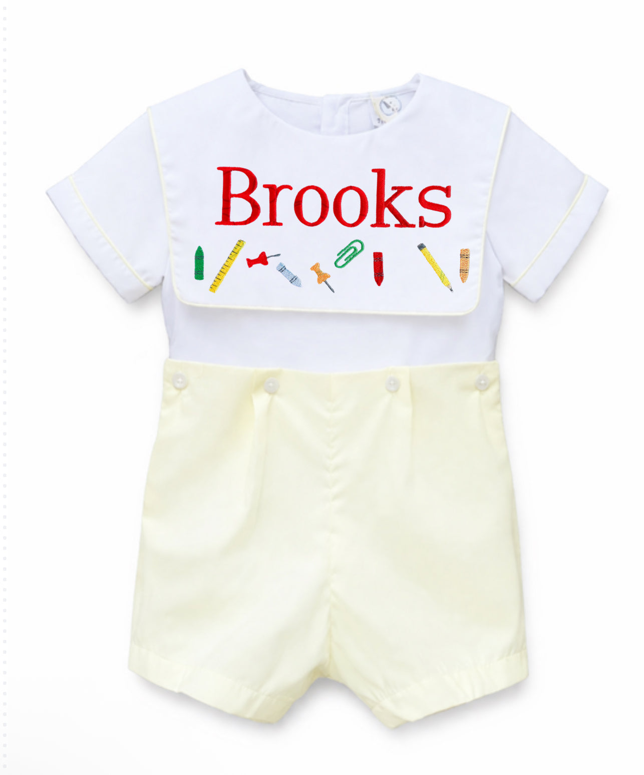 Boys bib pale yellow short set