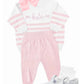 Pink and white organic cotton knit set