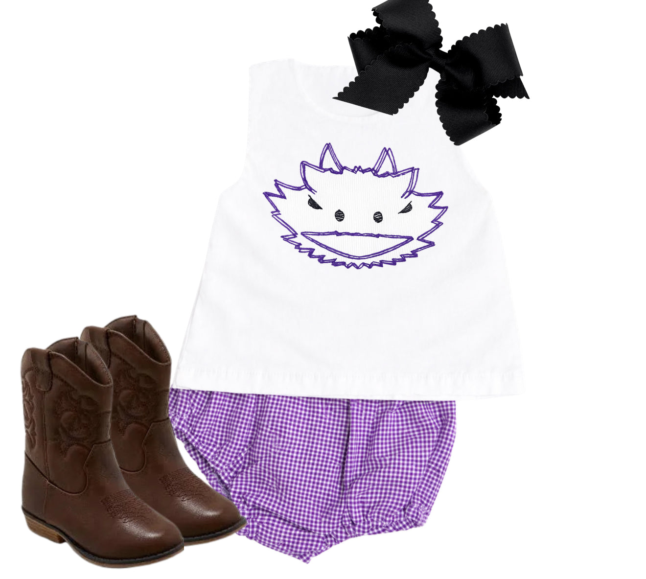 Purple gingham diaper set