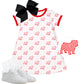 Red dog knit cotton dress
