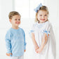 Blue big sister hand smocked dress