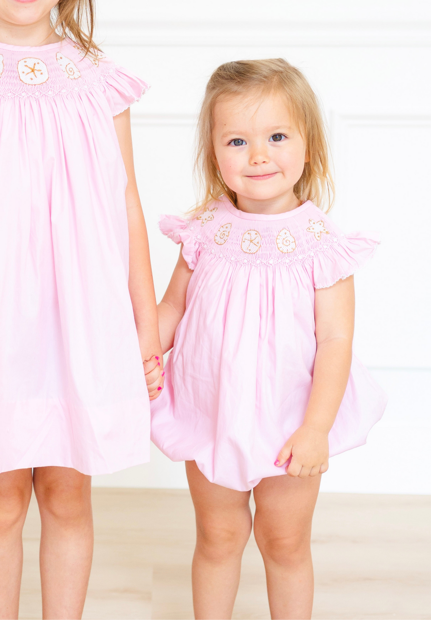 Pink smocked shell bubble