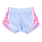 Blue seersucker and pink shorts