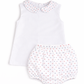 Red, white, and blue Swiss Dot Diaper Set